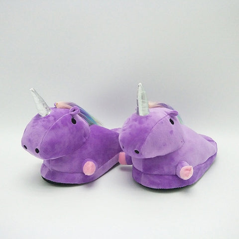Pantoufle Licorne<br> Violet et arc-en-ciel - Univers Licorne