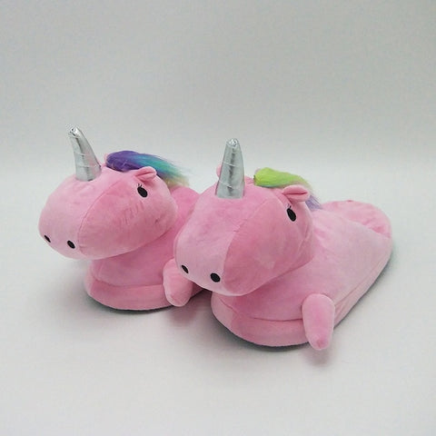 Pantoufle Licorne<br> Rose et Arc-en-ciel - Univers Licorne